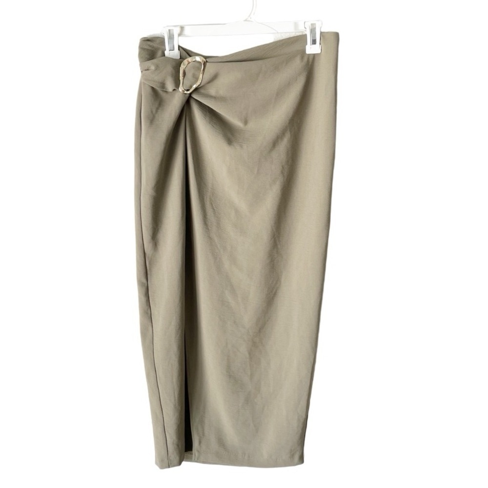Zara Skirt Women's Small Army Green Ring Detail Slit NWT